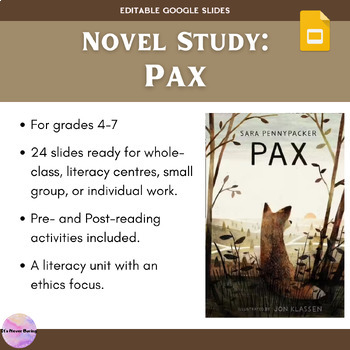 Preview of Novel Study - Pax by Sara Pennypacker | Grades 4-7