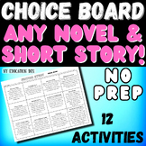 Novel Study Short Story Student Choice Board for Any Novel