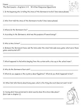 Novel Study: The Borrowers by Wippert's Worksheets | TpT