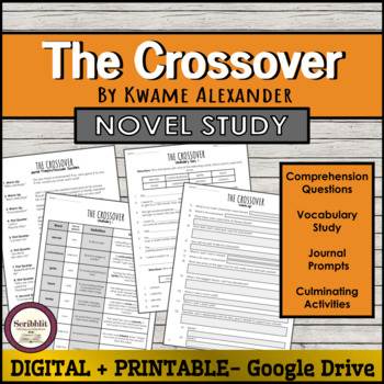 Preview of Novel Study: The Crossover by Kwame Alexander- Digital Google Drive and PDF