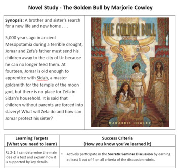 Preview of Novel Study-The Golden Bull