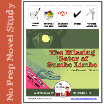 Preview of Novel Study: The Missing Gator of Gumbo Limbo (Print + DIGITAL)
