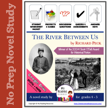 Preview of Novel Study: The River Between Us by Richard Peck, includes DIGITAL options