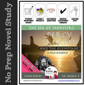 Preview of Novel Study: The Sea of Monsters by Rick Riordan (Print + DIGITAL)