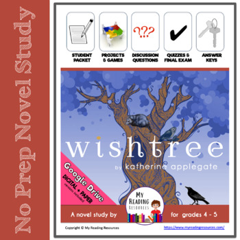 Preview of Novel Study Wishtree by Katherine Applegate - w/ DIGITAL + Part A/B Qs