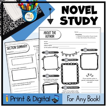 Preview of Generic Novel Study Any Book Club Packet Discussion & End of Novel Projects