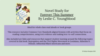 Preview of Novel Study for Forever This Summer by Leslie C. Youngblood