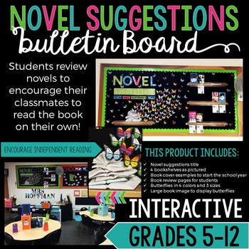 Preview of Novel Suggestions Bulletin Board: Upper Elementary, Middle & High School