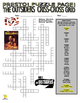 The Outsiders Crossword Activity - WordMint