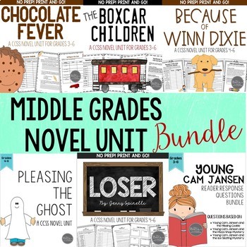 Preview of Novel Study Unit Bundle for Grades 3-5 CCSS Aligned