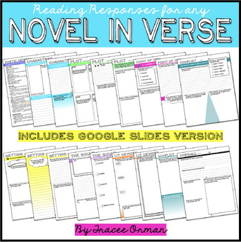 Preview of Novel in Verse Reading Response Questions Literary Analysis