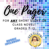 Novel or Short Story One Pager Project *Fiction or Nonfiction*