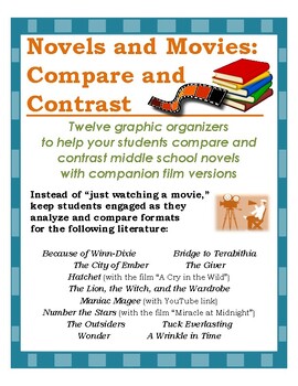 Preview of Novels and movies bundle - 12 graphic organizers for comparing novels and films