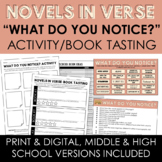 Novels in Verse: What Do You Notice? Activity / Book Tasti