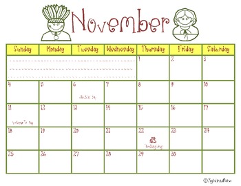 Preview of November 2012 Calendar-Stay Organized!