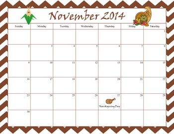 Preview of November 2014 Calendar - Free Download