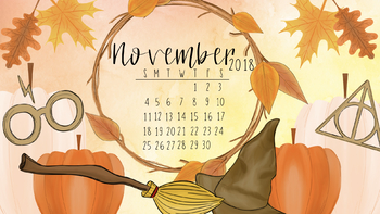 November 2018 Harry Potter Fall Calendar Computer Wallpaper Tpt