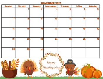 Thanksgiving Calendar Worksheets Teaching Resources Tpt