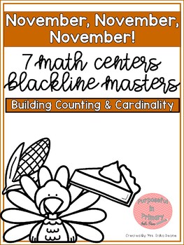 Preview of November! 7 Math Centers for Counting & Cardinality! Count & Recognize Numbers!