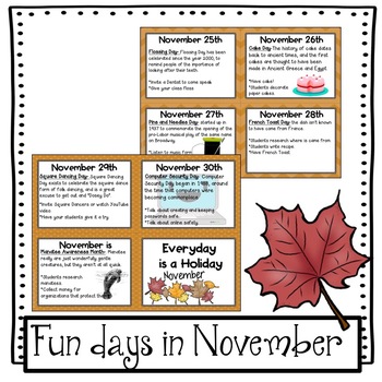 November Activities: Everyday is a Holiday by Lisa Taylor Teaching the ...