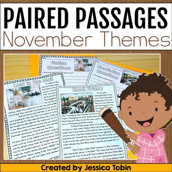 Preview of November Activities - Reading Comprehension Paired Passages - Thanksgiving