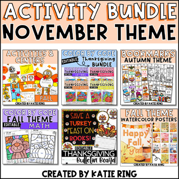 Preview of November Activity Bundle - Math, Literacy, Science, Writing, Crafts and MORE!