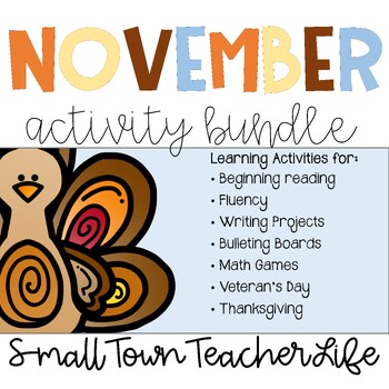 Preview of November Activity Mega Bundle! Reading, Writing, and Math Activities