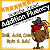 November Addition Fluency Roll and Color