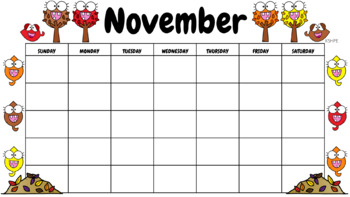 Preview of November - Blank Calendar PNG, Background Image, Digital, Virtual Learning