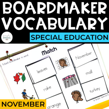Preview of November Boardmaker Vocabulary Unit
