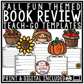 Preview of November Book Report, Fall Bulletin Board Reading Response Book Review Template