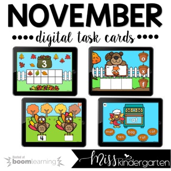 Preview of November Boom Cards™ for Kindergarten