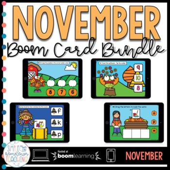 Preview of November Boom Cards for Kindergarten