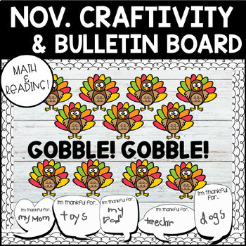 Preview of November Bulletin Board & Craftivity: Turkey Gratitude Writing and/or Counting