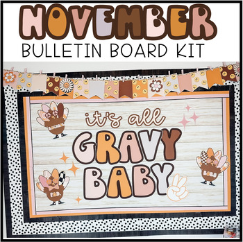 Preview of November Bulletin Board Display Kit // Retro November // Retro Turkeys