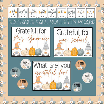 Preview of November Bulletin Board Kit - Customizable Student Names - Gnomes & 10+ Borders!