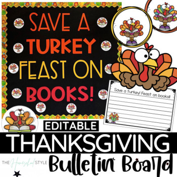 Preview of November Bulletin Board and Turkey Writing Craft Editable