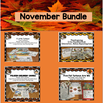 Preview of November Fall Circle Time Poems, Interactive Differentiated Thanksgiving