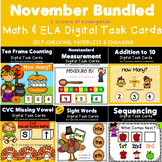 November Bundled Kindergarten Math & Literacy Power Point Games
