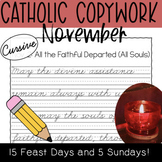 November 2023 CURSIVE Catholic Copywork with Saints' Feast
