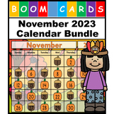November Calendar Bundle 2023 Kindergarten Boom Cards with Audio