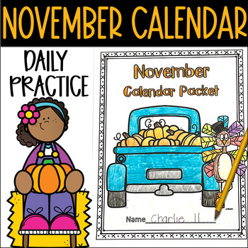 Preview of November Calendar Journal Daily Review and Math Practice