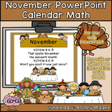 November Calendar Math - in PowerPoint - use with or witho