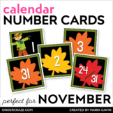 November Calendar Numbers - Fall Leaves Theme Number Cards