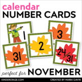 November Calendar Numbers - Fall Leaves Theme Number Cards