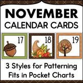 November Calendar Numbers - Monthly Calendar Cards Set Poc