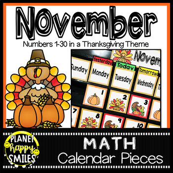 Preview of November Calendar Numbers or Math Station Number Cards