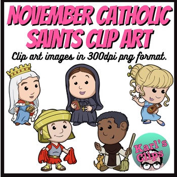 Preview of November Catholic Saints Feast Days Clip Art Grades K,1,2,3