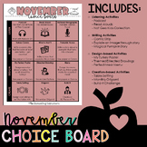 November Choice Board {Digital Product} Thanksgiving Themed