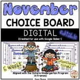 November Choice Boards (Kindergarten) - DIGITAL {Google Slides™}